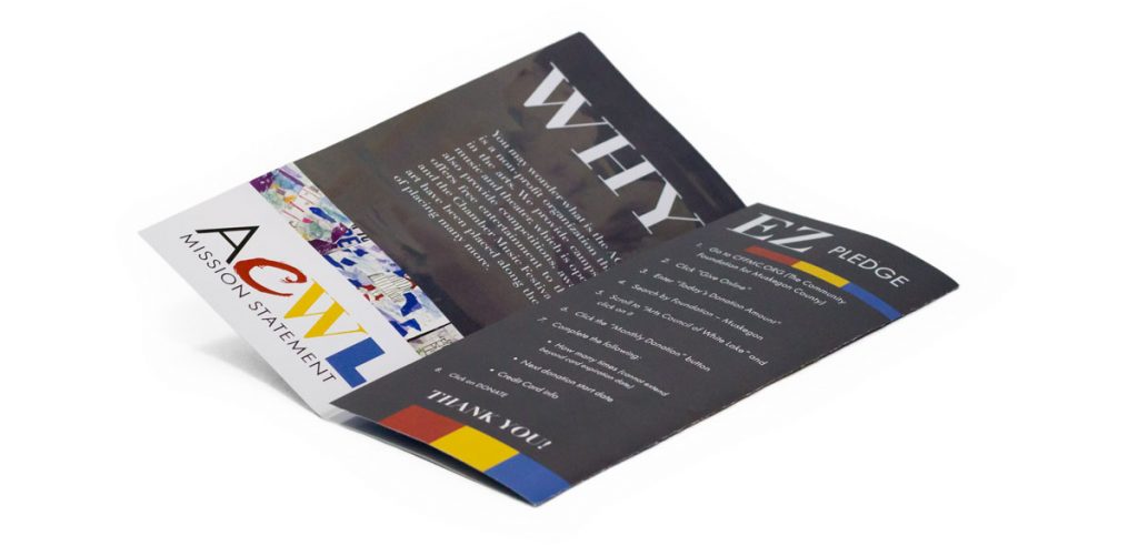 trifold brochure halfway open