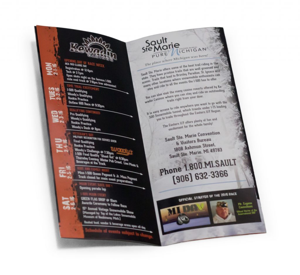 Double parallel brochure half open
