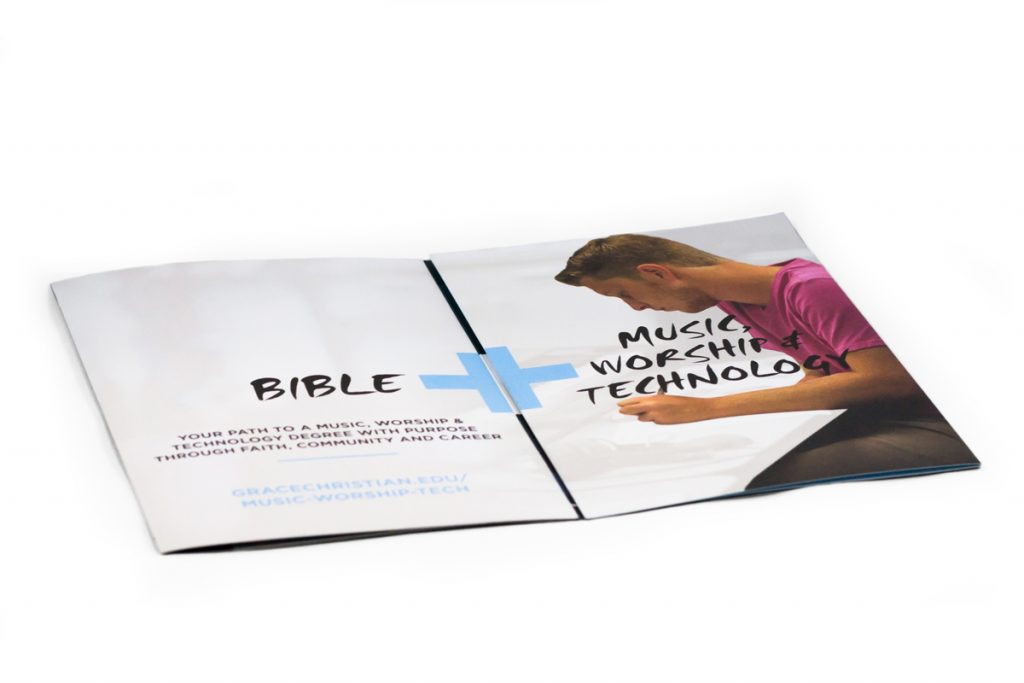 double gate fold brochure half way open